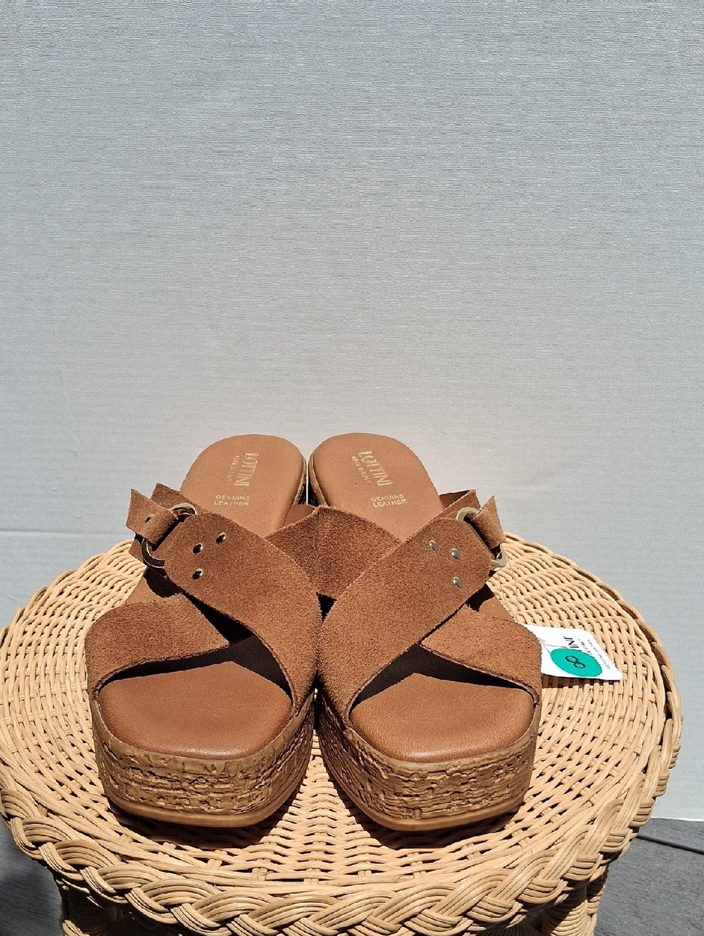 Women's Brown Suede Platform Slide Sandals with Buckle Size 8